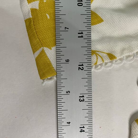 Saints + Secrets M Mustard Yellow Floral Crop Top Puff Sleeves Travel Tropical - Picture 7 of 8